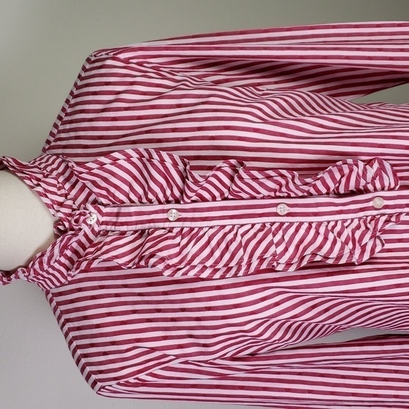 Vineyard Vines Womans Ruffle-Trim Striped Blouse Size 10 - Picture 5 of 12
